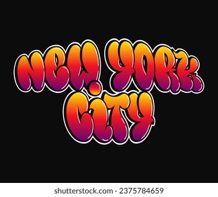 New York - single word, letters graffiti style. Vector hand drawn logo. Funny cool trippy word New York City, fashion, graffiti style print t-shirt, poster concept