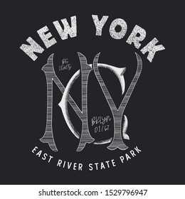 New York skate board sport typography; tee shirt graphics, vectors