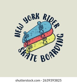 New york Skate boarding graphic tee vector design
