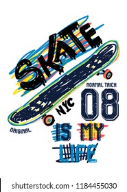 new york skate is my life,t-shirt design