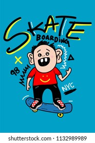 new york skateaboardin cartoon,t-shirt design