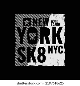 New york skateboard illustration typography vector t shirt design 