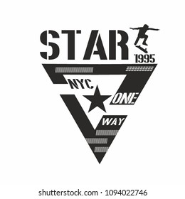 new york skateboarding graphic design vector art