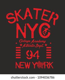 New York skateboarding graphic design vector art