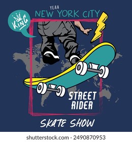 Neu York Skateboarding Grafikdesign Vektorgrafik