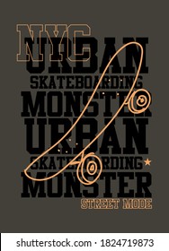 new york skateboarding monstert-shirt design fashion vector