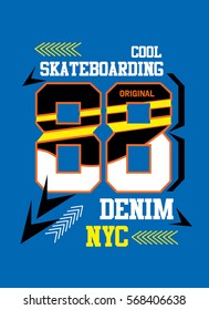 new york skateboarding original,t-shirt print poster vector illustration