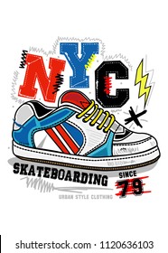 new york skateboarding shoe,t-shirt design