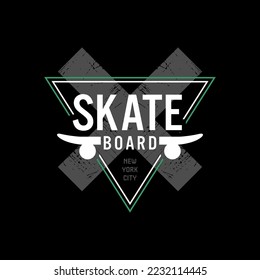 New York, skateboarding typography for t-shirt print. Athletic patch for tee graphic. T-shirt design. Vector
