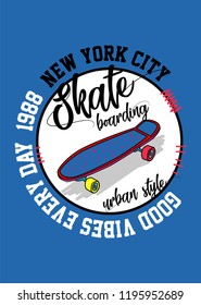 new york skateboarding,t-shirt design vector illustration