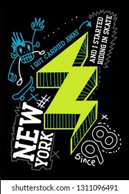 new york skateboarding,t-shirt design vector illustration