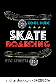 new york skateboarding,t.shirt print poster vector illustration