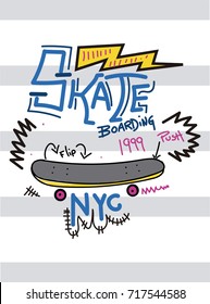 new york skateboarding,t-shirt print poster vector illustration