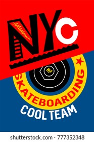 new york skateboarding,t-shirt print poster vector illustration