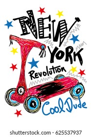 new york skateboard,t-shirt print poster vector illustration