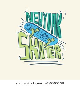 New York Skater hand drawn skate board vector graphic