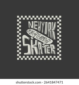 New York Skater retro skate board vector graphic design