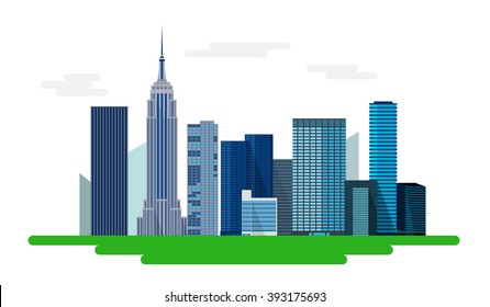  New York skyline architecture, vector illustration.