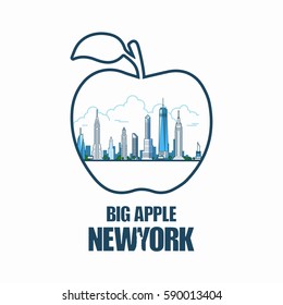 New York skyline. Big apple. Isolated vector illustration.