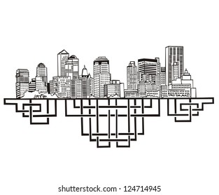 New York Skyline. Black and white vector illustration EPS 8.