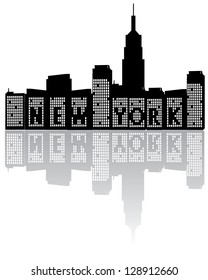 New York Skyline Black and White EPS 8 vector, grouped for easy editing. No open shapes or paths.