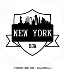 New York skyline - black and white vector illustration