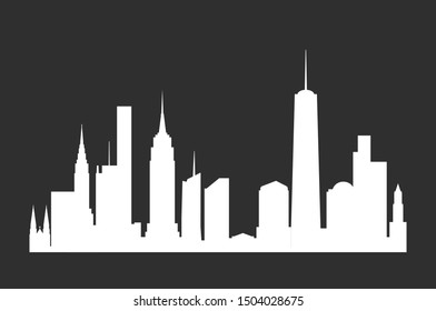 New York skyline. Black and white silhouette. 