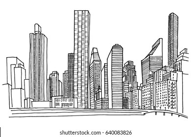 New York Skyline Black White Vector Stock Vector (Royalty Free ...