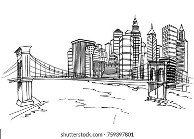 New York Skyline Black White Vector Stock Vector (Royalty Free ...