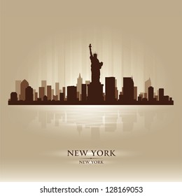 New York Skyline City Silhouette