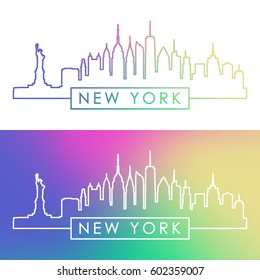New York skyline. Colorful linear style. Editable vector file.