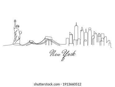 New York Skyline    Continuous one line drawing