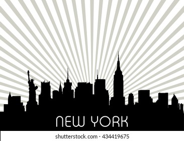 New York Skyline. Detailed Vector Silhouette.