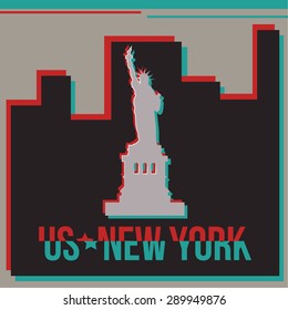 New York skyline Glitch effect. Vector illustration