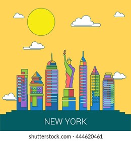 New York Skyline Landmark city vector illustration.