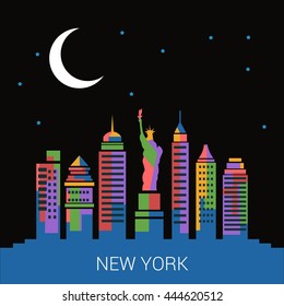 New York Skyline Landmark city vector illustration.