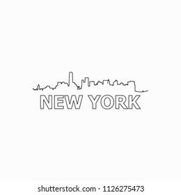 New York skyline and landmarks silhouette black vector icon. New York panorama. United States of America. USA