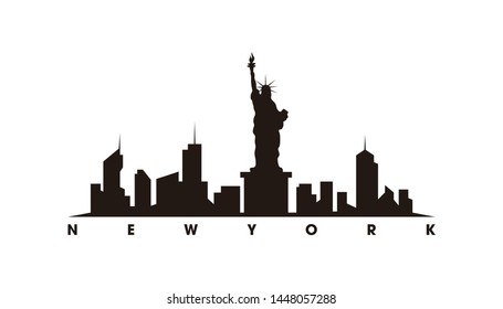 New York Skyline Landmarks Silhouette Vector Stock Vector (Royalty Free ...