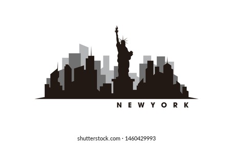 New York skyline and landmarks silhouette vector