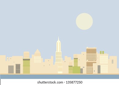 New York skyline in the morning illustration