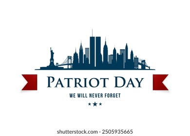 New York skyline with Patriot Day ribbon and remembrance text