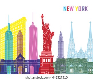 New York skyline pop in editable vector file