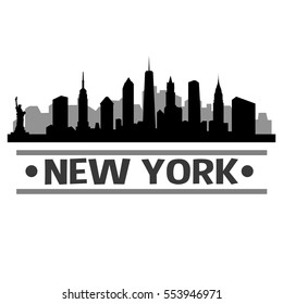 New York Skyline Silhouette. Cityscape Vector Famous Buildings Clip Art Design.