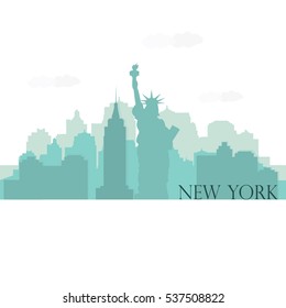 New York skyline silhouette. Flat style vector city illustration