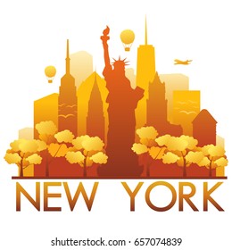 New York Skyline Silhouette Gradient Vector City Design.