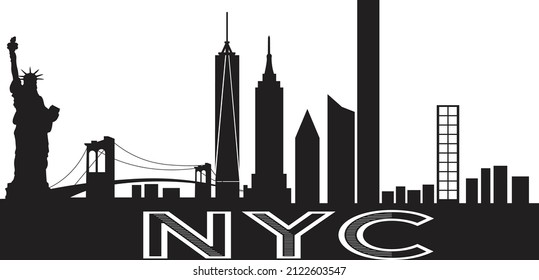 New York Skyline Silhouette NYC