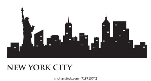 New York Skyline Silhouette Skyline  Vector City Design