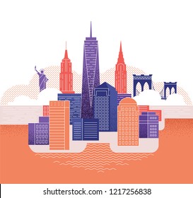 New York skyline. Travel and tourism background. 