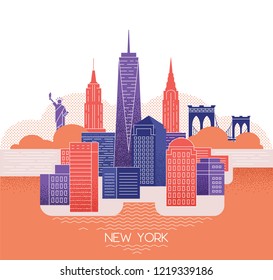 New York skyline. Travel and tourism background.