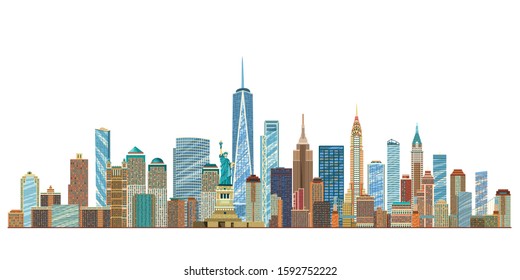 New York skyline. Travel and tourism background. Vector illustration